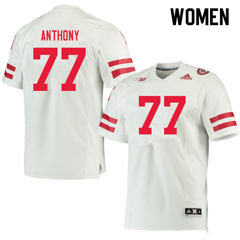 Women #77 Hunter Anthony Nebraska Cornhuskers College Football Jerseys Sale-White - Click Image to Close